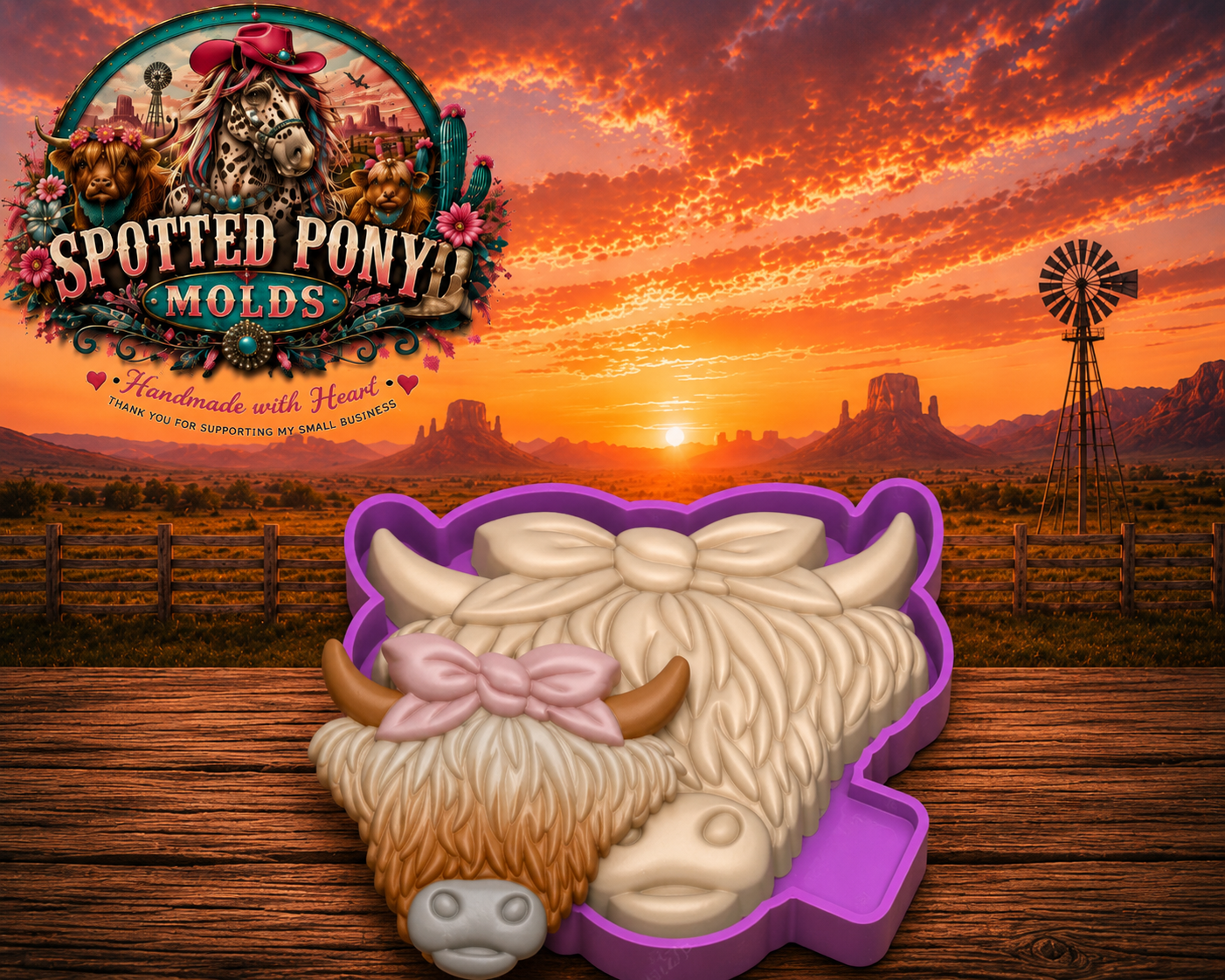 #122 3D Highland Cow with Bow