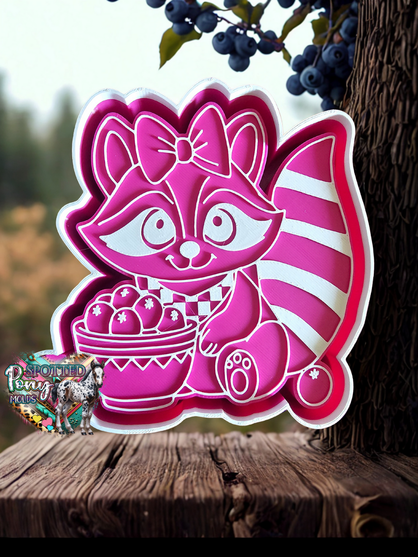 Girlie Raccoon with Blueberries Mold