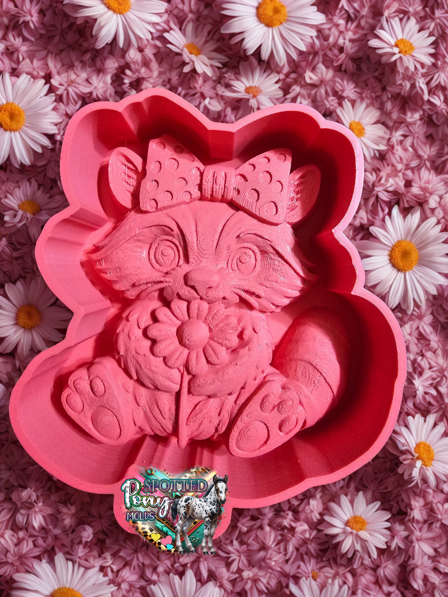 3D Raccoon with Flower Mold