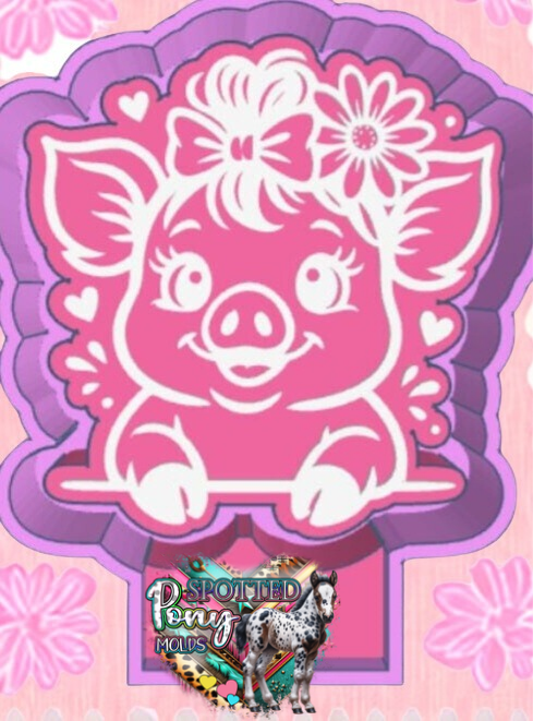 Girlie Pig with Bow and Flower Mold