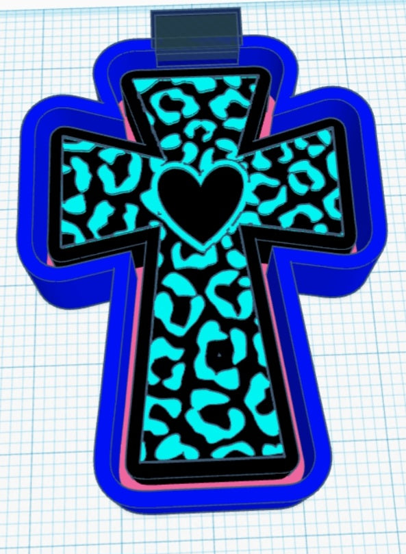 Leopard Cross with Heart Mold