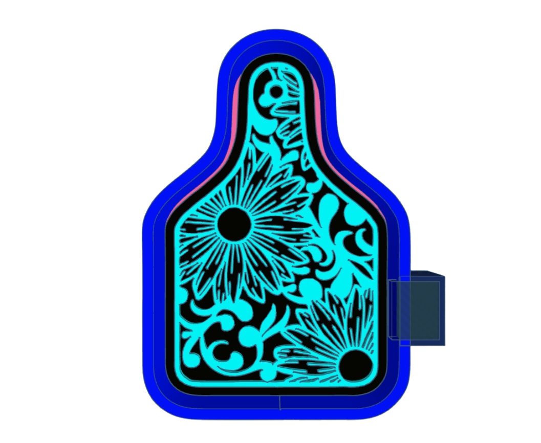 Sunflower Tooled Ear Tag Mold