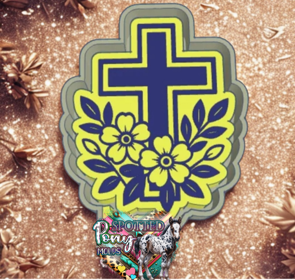 Cross with Flowers Mold