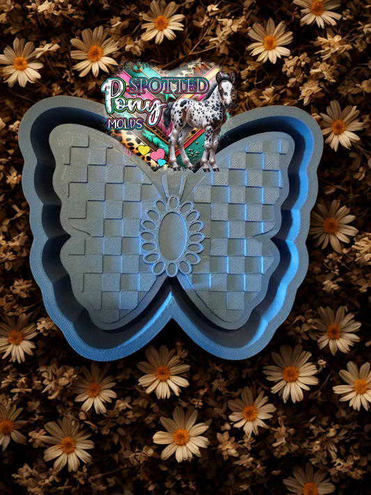 Checkered Turquoise Concho Butterfly Mold