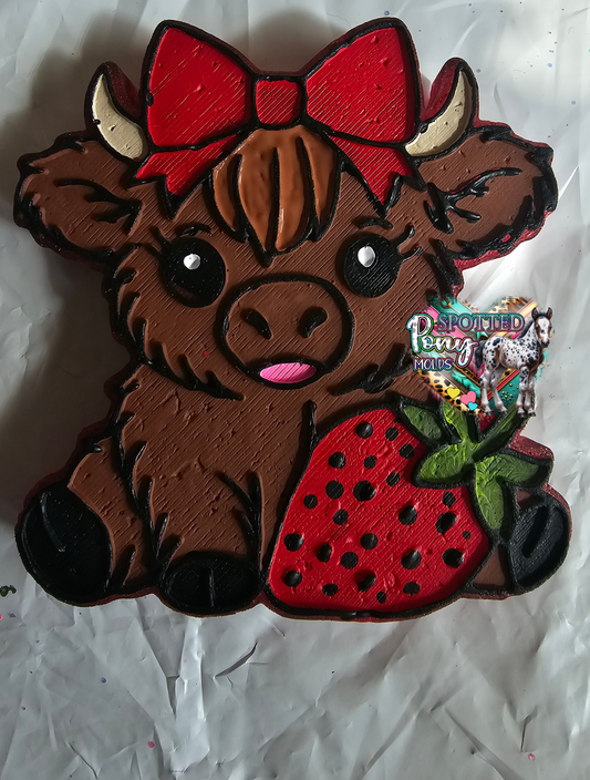 Highland Cow with Strawberry