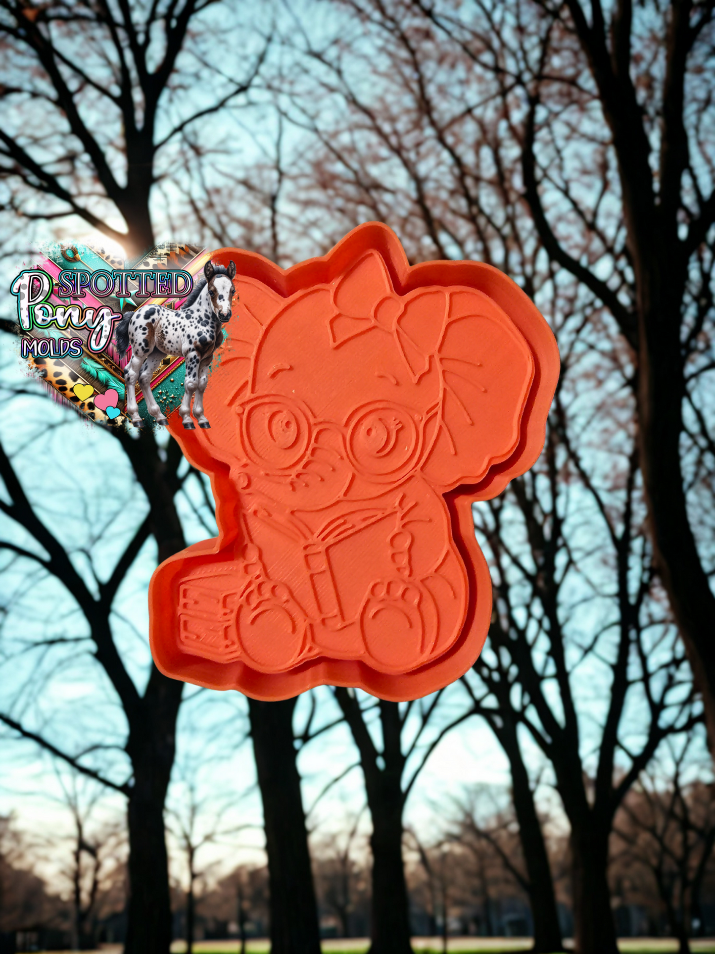 Girlie Elephant Reading Book Mold