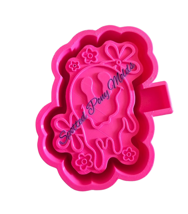 Dripping Happy Face with Flowers Mold