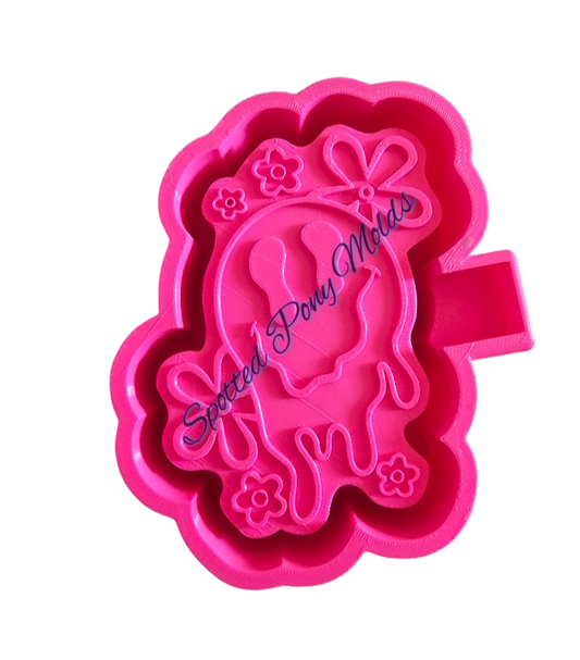 Dripping Happy Face with Flowers Mold