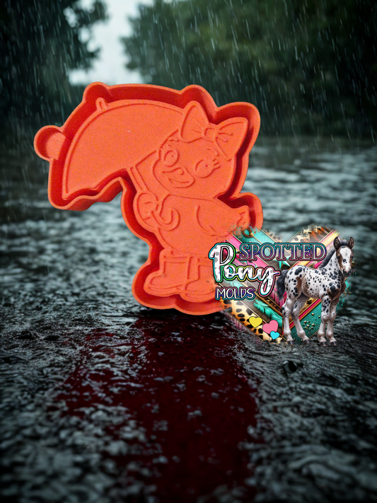 Duck with umbrella and rain boots mold